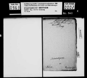 Instruktion der Grafen von Löwenstein-Wertheim für die nach Virneburg abgehende Kommission (Konzept).