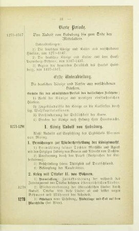 Vierte Periode. Von Rudolf von Habsburg bis zum Ende des Mittelalters. 1273 - 1517