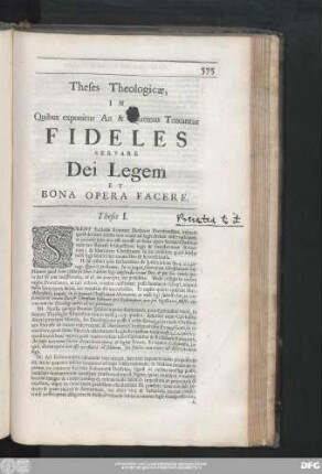 Theses Theologicae, In quibus exponitur An & Quatentus Teneatur Fideles Servare Dei Legem Et Bona Opera Facere.