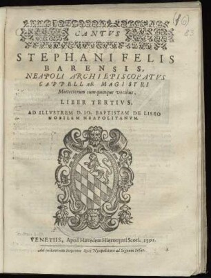 Stephano Felis: Mottettorum cum quinque vocibus. Liber tertius. Cantus