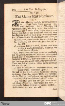 Cap. IX. Das Genus derer Nominum.