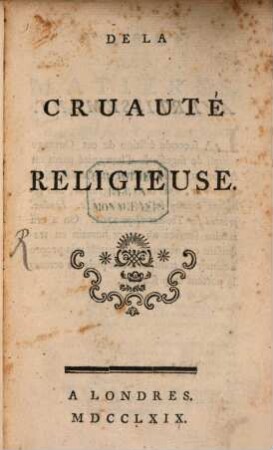 De la Cruauté religieuse