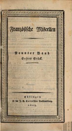 Französische Miscellen, 9. 1805