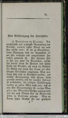 Von Verfertigung der Strohhüte