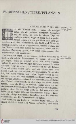 IV. Menschen/Tiere/Pflanzen
