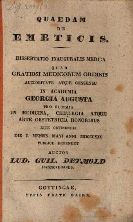 Quaedam de emeticis : Diss. inaug. med.