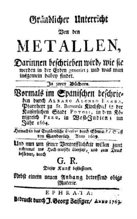 Gründlicher Unterricht Von den Metallen