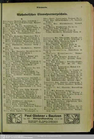 Einwohnerverzeichnis : Alphabetisches Einwohnerverzeichnis
