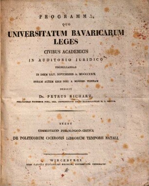 Commentatio philologico-critica de politicorum Ciceronis librorum tempore natali