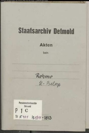 Belegakten zum Heiratsregister der evangelischen Gemeinde Rehme, Kreis Minden (1811-1813)