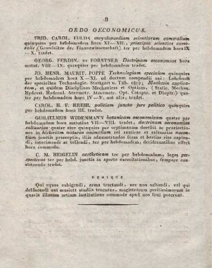 8, Ordo Oeconomicus