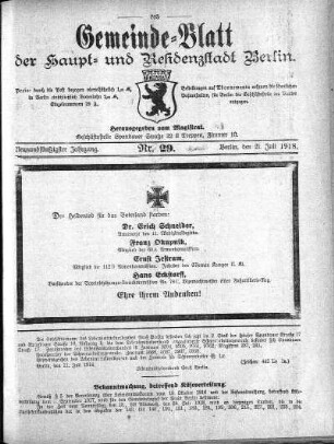 1918,29: Nr. 29, 21. Juli 1918