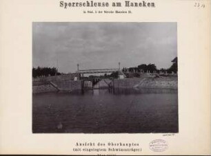 Dortmund-Ems-Kanal. Sperrschleuse am Haneken-Kanal, Hanekenfähr: Oberhaupt mit eingelegtem Schwimmträger