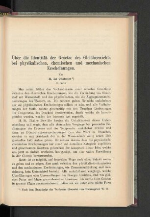 Über die Identität der Gesetze des Gleichgewichts bei physikalischen, chemischen und mechanischen Erscheinungen.
