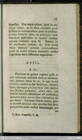 §. 27. Lysis