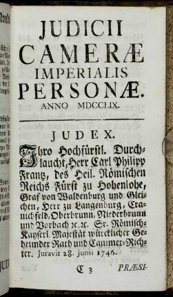 Judicii Cameræ Imperialis Personæ.