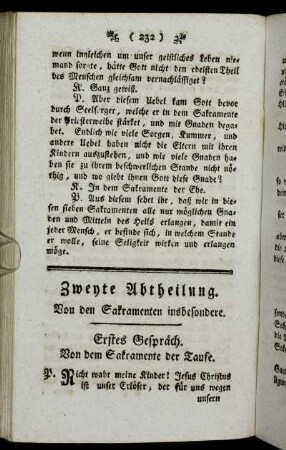 Zweyte Abtheilung. Von den Sakramenten insbesondere.