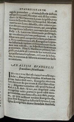 Analysis Evangelii secundum Matthæum.