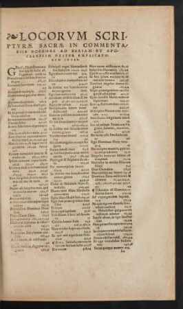 Locorum Scripturae Sacrae ... Index.