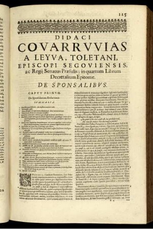Didaci Covarrvvias a Leyva, toletani, episcopi segoviensis, ... De Sponsalibvs