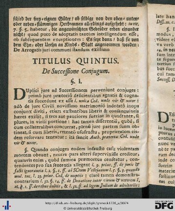 Titulus Quintus.