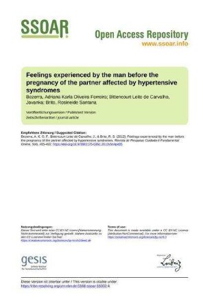 Feelings experienced by the man before the pregnancy of the partner affected by hypertensive syndromes