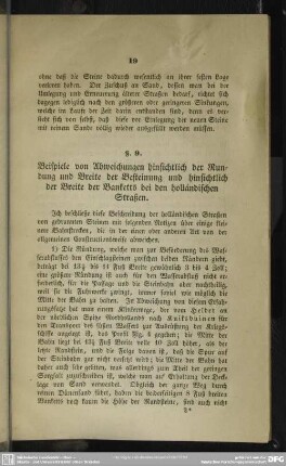 §. 9. Beispiele von Abweichungen hinsichtlich der Rundung und Breite der Besteinung und hinsichtlich der Breite des Banketts bei den holländischen Straßen