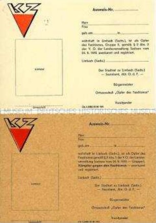 Vordruck einer Ausweiskarte der OdF (blanko)
