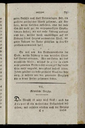 VII. Körperliche Vorzüge.