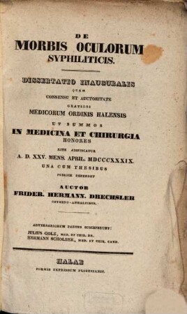 De morbis oculorum syphiliticis : Diss. inaug.