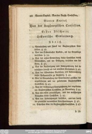 Viertes Kapitel. Von der Augspurgischen Confession.