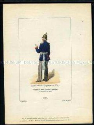 Uniformdarstellung, Hauptmann eines Grenadier-Bataillons des 4. Garde-Regiments zu Fuß in Parade, Preußen, 1861. Aus: Der Soldatenfreund.