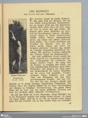 Die Reinheit. Von Fritz Kaiser