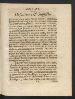 Sectio I. De Definitione & Subiecto.