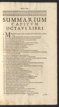 Summarium Capitum Octavi Libri