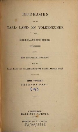 Bijdragen tot de taal-, land- en volkenkunde = Journal of the humanities and social sciences of Southeast Asia. 7, 7. 1872