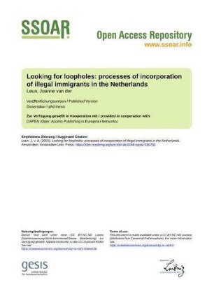Looking for loopholes: processes of incorporation of illegal immigrants in the Netherlands