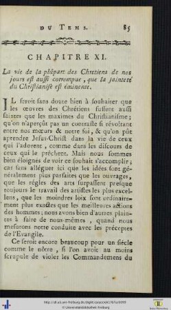 Chap. XI. La vie de la plupart des Chrétiens de nos jours est aussi corrompue...