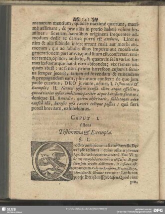 Caput I. sistens Testimonia & Exempla