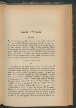 Honorio, pez plano : Cuento