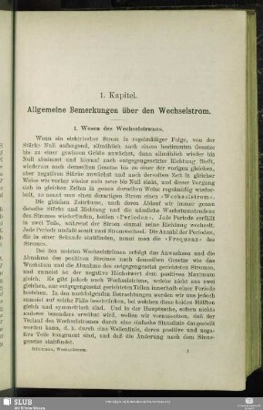1. Kapitel. Allgemeine Bemerkungen über den Wechselstrom.