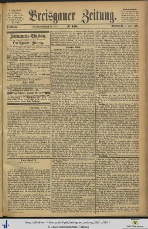 43. Jg. (Juli bis Dezember): Breisgauer Zeitung