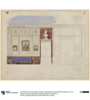 Berlin. Schloss, Wohnung Kronprinz Friedrich Wilhelms IV. von Preußen, Entree. Entwurf zur Nordwand