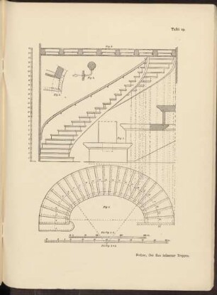 Taf. 19. [Elliptische Wendeltreppe mit aufgesattelten Stufen.]