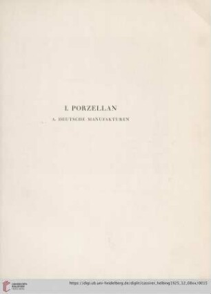 I. Porzellan (Nr. 1-157)