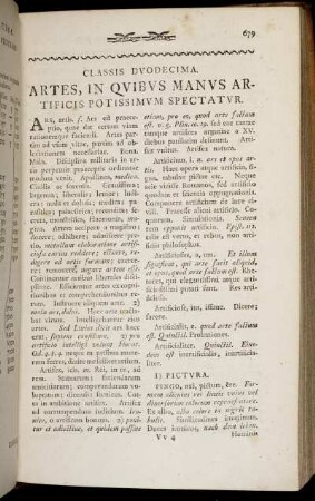 Classis Duodecima. Artes, In Quibus Manus Artificis Potissimum Spectatur.
