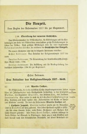Die Neuzeit. Vom Beginn der Reformation 1517 bis zur Gegenwart