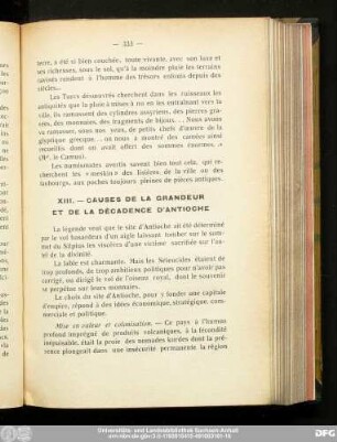 XIII. — Causes De La Grandeur Et De La Décadence D'Antioche
