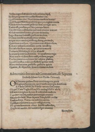 Admonitio brevis ad Germaniam, de Septem Ecclesiis submersis in Phrisia Orientali.