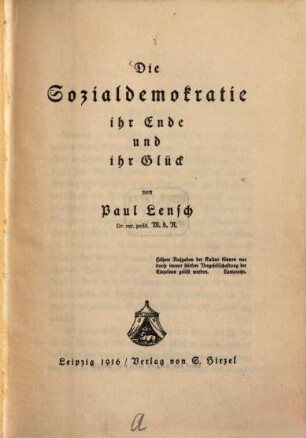 Die Sozialdemokratie, ihr Ende und ihr Glück